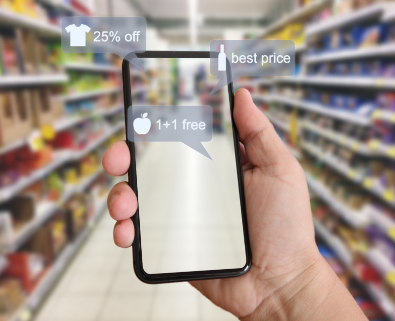 Image of person shopping in store though their mobile